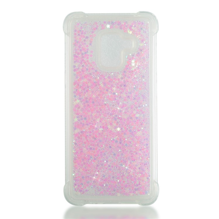 Dynamic Liquid Glitter Powder Heart Shaped Sequins Shockproof TPU Mobile Case for Samsung Galaxy A8 (2018) - Pink-4