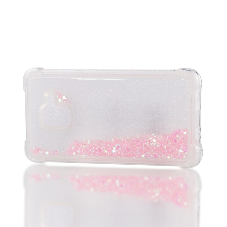 Dynamic Liquid Glitter Powder Heart Shaped Sequins Shockproof TPU Mobile Case for Samsung Galaxy A8 (2018) - Pink-7