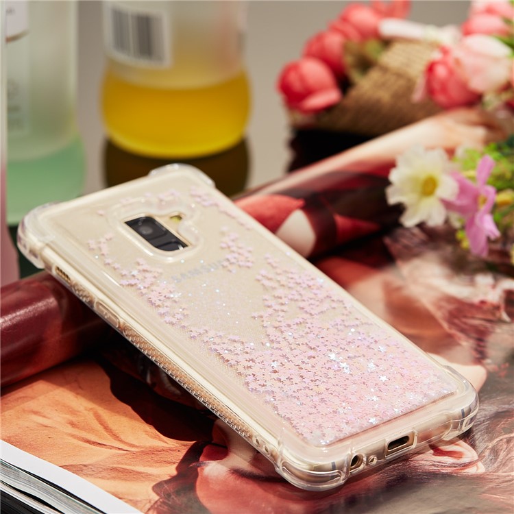 Dynamic Liquid Glitter Powder Heart Shaped Sequins Shockproof TPU Mobile Case for Samsung Galaxy A8 (2018) - Pink-8