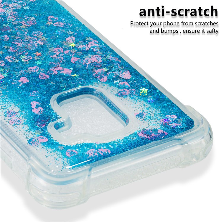 Dynamic Liquid Glitter Powder Heart Shaped Sequins Shockproof TPU Mobile Phone Cover Shell for Samsung Galaxy A8 (2018) - Dark Blue-3