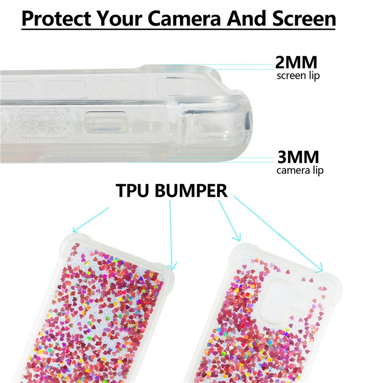 Dynamic Glitter Powder Sequins Shockproof TPU Mobile Case for Samsung Galaxy A8 Plus (2018) - Red-2