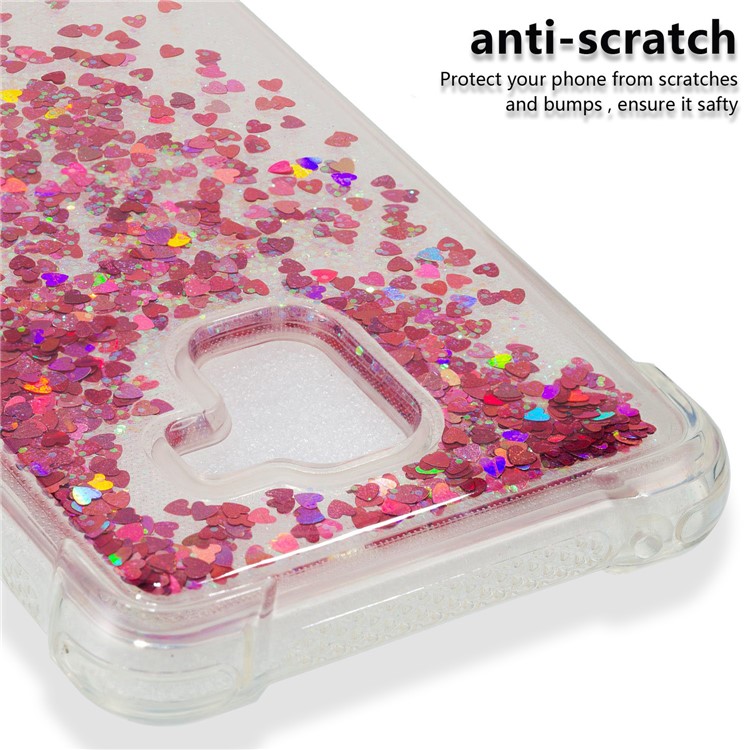 Dynamic Glitter Powder Sequins Shockproof TPU Mobile Case for Samsung Galaxy A8 Plus (2018) - Red-3