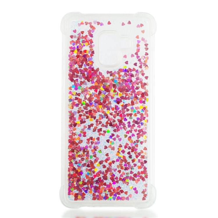 Dynamic Glitter Powder Sequins Shockproof TPU Mobile Case for Samsung Galaxy A8 Plus (2018) - Red-4