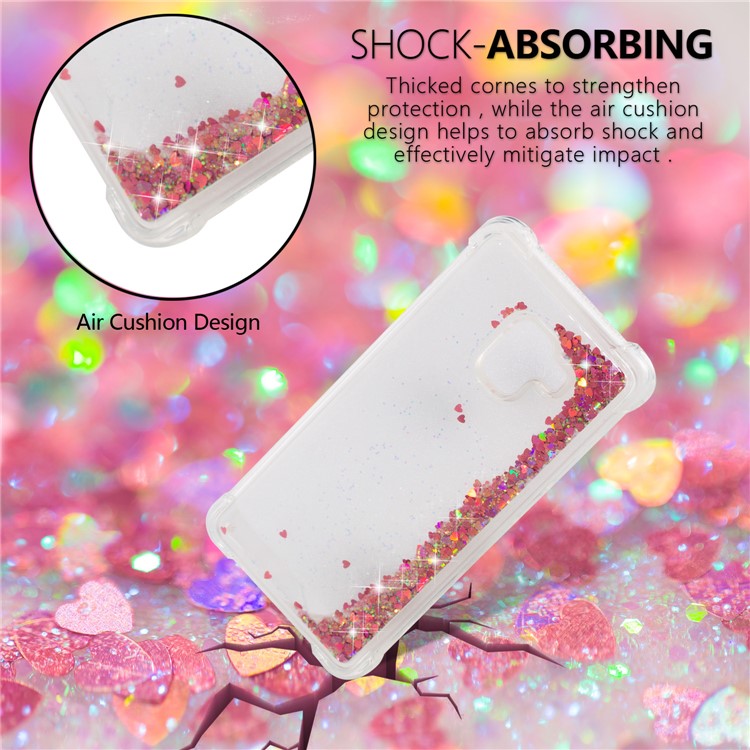 Dynamic Glitter Powder Sequins Shockproof TPU Mobile Case for Samsung Galaxy A8 Plus (2018) - Red-6