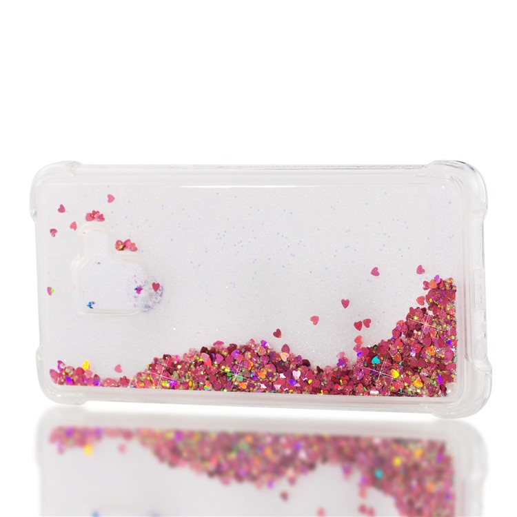 Dynamic Glitter Powder Sequins Shockproof TPU Mobile Case for Samsung Galaxy A8 Plus (2018) - Red-7