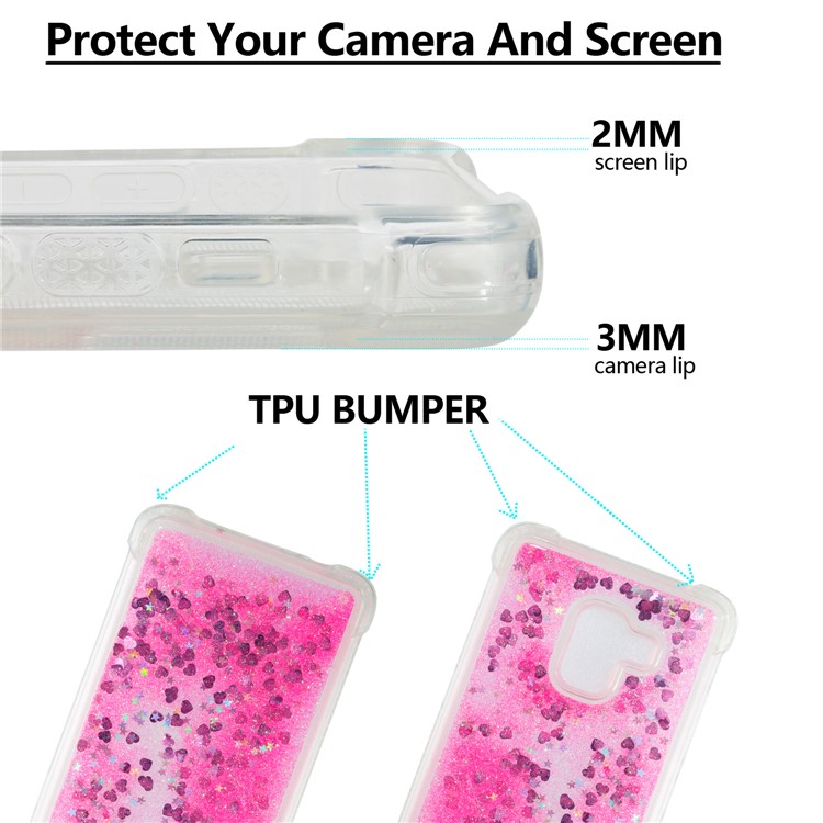 Dynamic Glitter Powder Sequins Shockproof TPU Mobile Cover for Samsung Galaxy A8 Plus (2018) - Rose-2