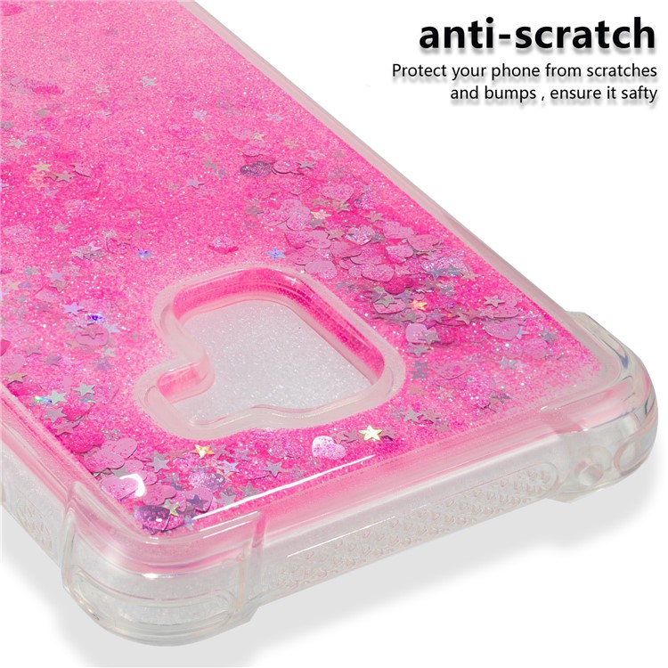 Dynamic Glitter Powder Sequins Shockproof TPU Mobile Cover for Samsung Galaxy A8 Plus (2018) - Rose-3