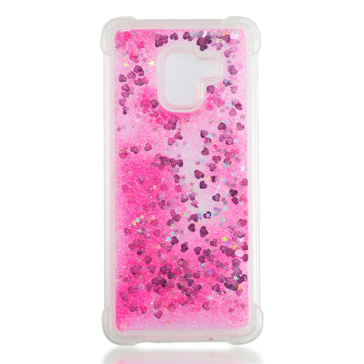 Dynamic Glitter Powder Sequins Shockproof TPU Mobile Cover for Samsung Galaxy A8 Plus (2018) - Rose-4