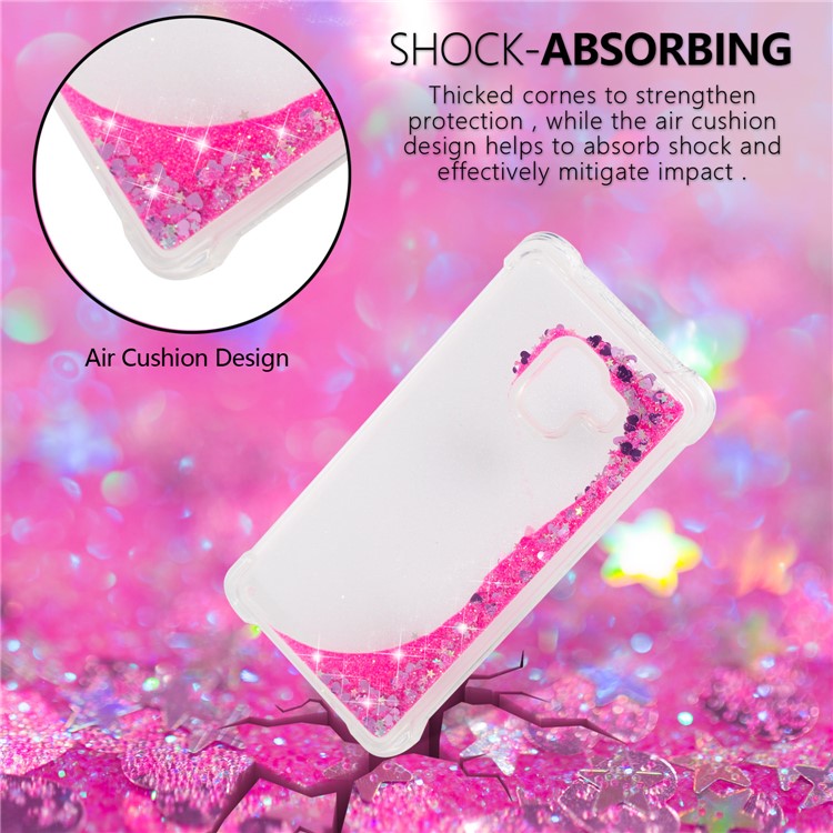 Dynamic Glitter Powder Sequins Shockproof TPU Mobile Cover for Samsung Galaxy A8 Plus (2018) - Rose-6