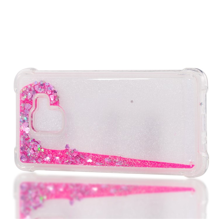Dynamic Glitter Powder Sequins Shockproof TPU Mobile Cover for Samsung Galaxy A8 Plus (2018) - Rose-7