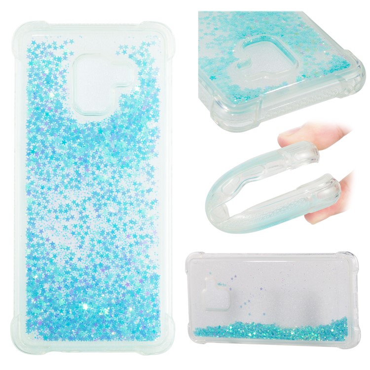 Dynamic Glitter Powder Sequins Shockproof TPU Mobile Shell for Samsung Galaxy A8 Plus (2018) - Baby Blue-1