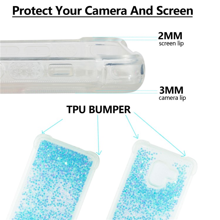 Dynamic Glitter Powder Sequins Shockproof TPU Mobile Shell for Samsung Galaxy A8 Plus (2018) - Baby Blue-2