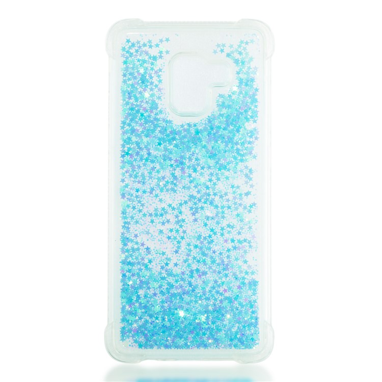 Dynamic Glitter Powder Sequins Shockproof TPU Mobile Shell for Samsung Galaxy A8 Plus (2018) - Baby Blue-4