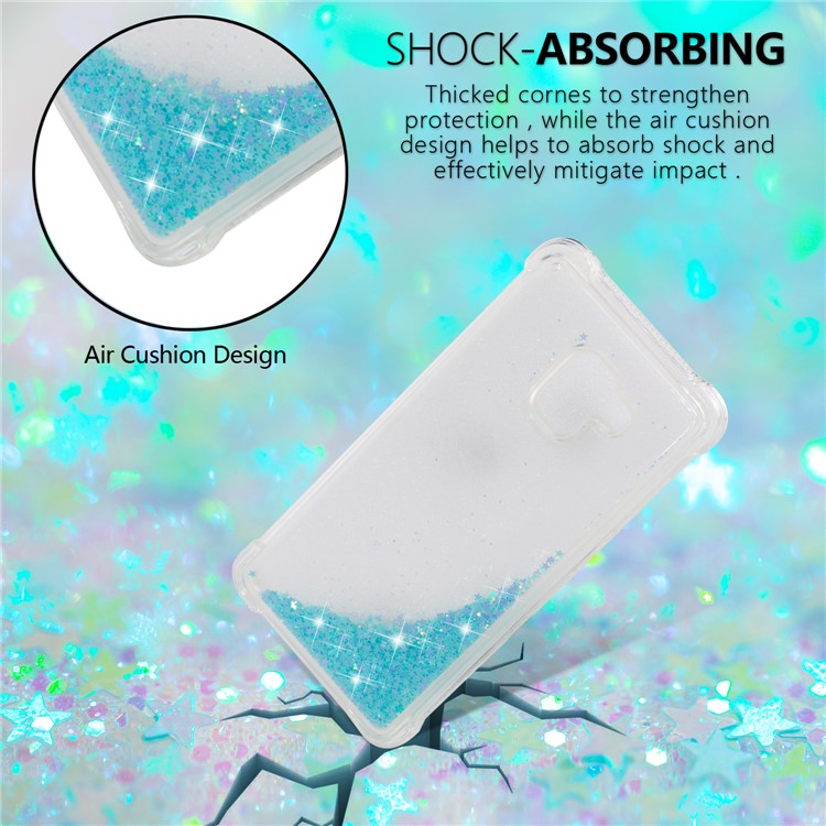 Dynamic Glitter Powder Sequins Shockproof TPU Mobile Shell for Samsung Galaxy A8 Plus (2018) - Baby Blue-6