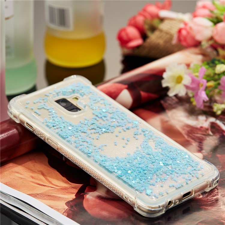 Dynamic Glitter Powder Sequins Shockproof TPU Mobile Shell for Samsung Galaxy A8 Plus (2018) - Baby Blue-8
