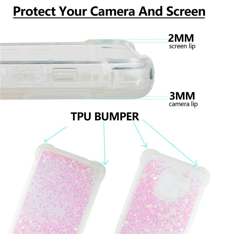 Dynamic Glitter Powder Sequins Shockproof TPU Cell Phone Case for Samsung Galaxy A8 Plus (2018) - Pink-2