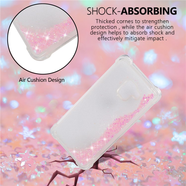 Dynamic Glitter Powder Sequins Shockproof TPU Cell Phone Case for Samsung Galaxy A8 Plus (2018) - Pink-6