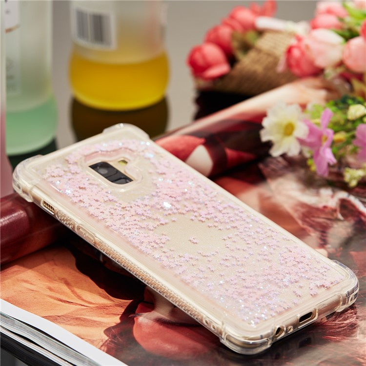 Dynamic Glitter Powder Sequins Shockproof TPU Cell Phone Case for Samsung Galaxy A8 Plus (2018) - Pink-8