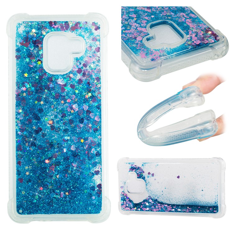 Dynamic Glitter Powder Sequins Shockproof TPU Phone Casing for Samsung Galaxy A8 Plus (2018) - Dark Blue-1