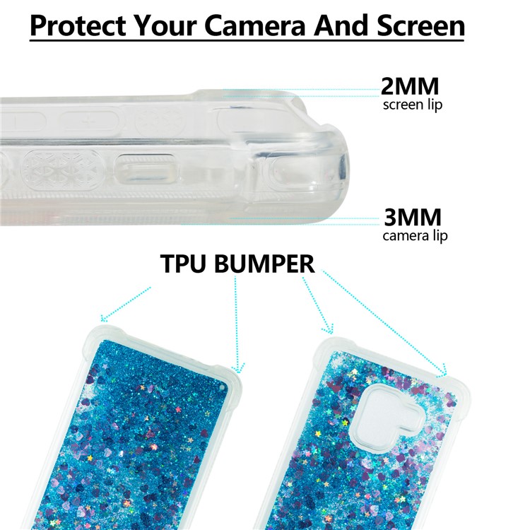 Dynamic Glitter Powder Sequins Shockproof TPU Phone Casing for Samsung Galaxy A8 Plus (2018) - Dark Blue-2