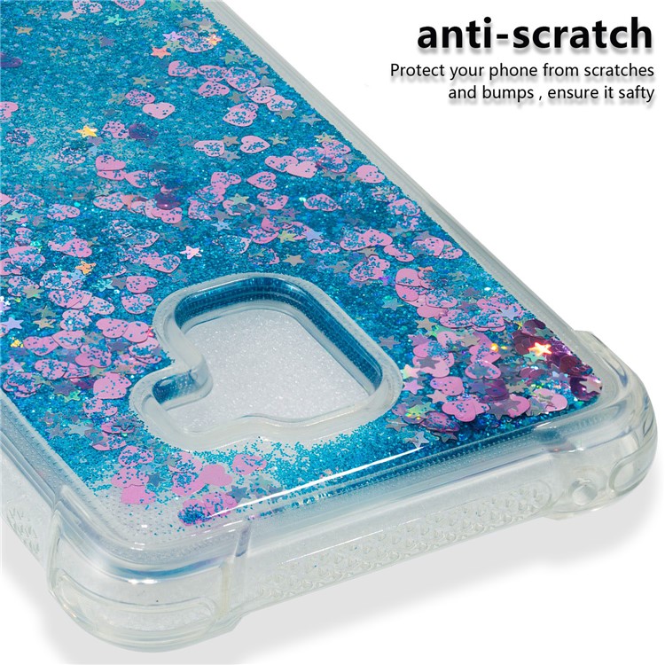 Dynamic Glitter Powder Sequins Shockproof TPU Phone Casing for Samsung Galaxy A8 Plus (2018) - Dark Blue-3