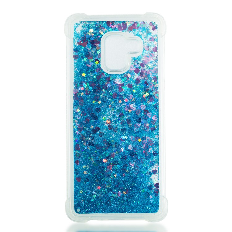 Dynamic Glitter Powder Sequins Shockproof TPU Phone Casing for Samsung Galaxy A8 Plus (2018) - Dark Blue-4