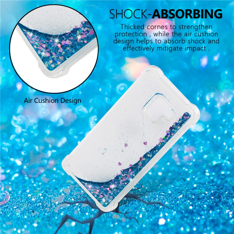 Dynamic Glitter Powder Sequins Shockproof TPU Phone Casing for Samsung Galaxy A8 Plus (2018) - Dark Blue-6
