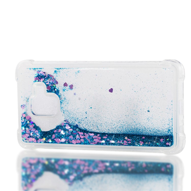 Dynamic Glitter Powder Sequins Shockproof TPU Phone Casing for Samsung Galaxy A8 Plus (2018) - Dark Blue-7