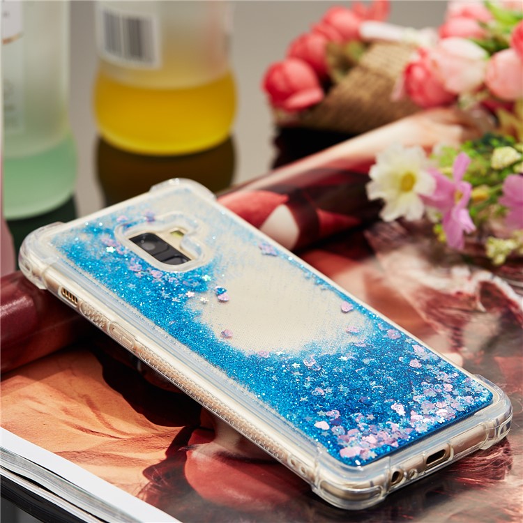 Dynamic Glitter Powder Sequins Shockproof TPU Phone Casing for Samsung Galaxy A8 Plus (2018) - Dark Blue-8