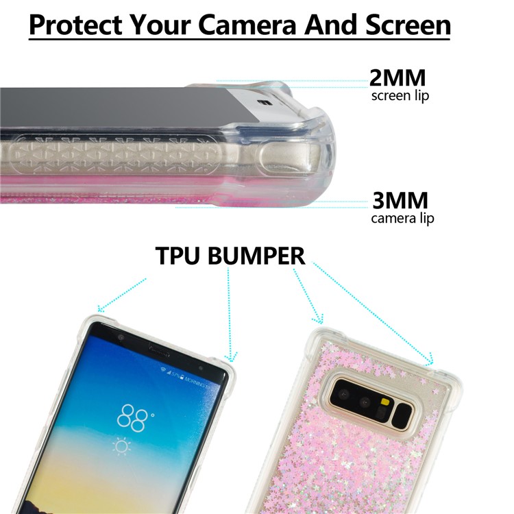 Dynamic Glitter Powder Sequins Shockproof TPU Phone Case for Samsung Galaxy Note 8 SM-N950 - Pink-2
