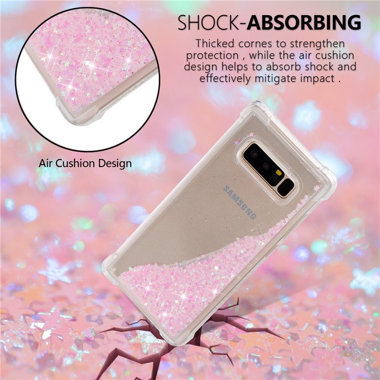Dynamic Glitter Powder Sequins Shockproof TPU Phone Case for Samsung Galaxy Note 8 SM-N950 - Pink-7