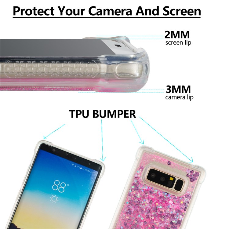 Dynamic Glitter Powder Sequins Shockproof TPU Phone Cover for Samsung Galaxy Note 8 SM-N950 - Rose-2