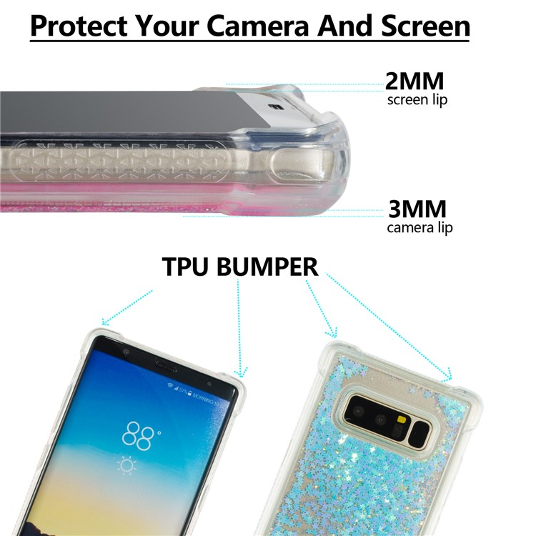 Dynamic Glitter Powder Sequins Shockproof TPU Phone Shell for Samsung Galaxy Note 8 SM-N950 - Baby Blue-2