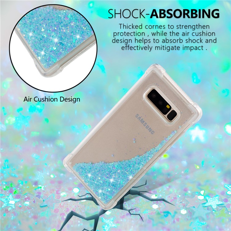 Dynamic Glitter Powder Sequins Shockproof TPU Phone Shell for Samsung Galaxy Note 8 SM-N950 - Baby Blue-6
