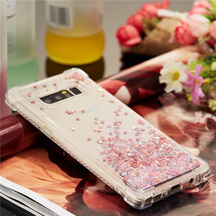 Dynamic Glitter Powder Sequins Shockproof TPU Mobile Casing for Samsung Galaxy Note 8 SM-N950 - Red-8