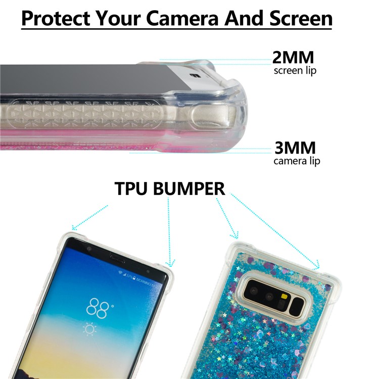 Dynamic Glitter Powder Sequins Shockproof TPU Back Shell for Samsung Galaxy Note 8 SM-N950 - Dark Blue-2