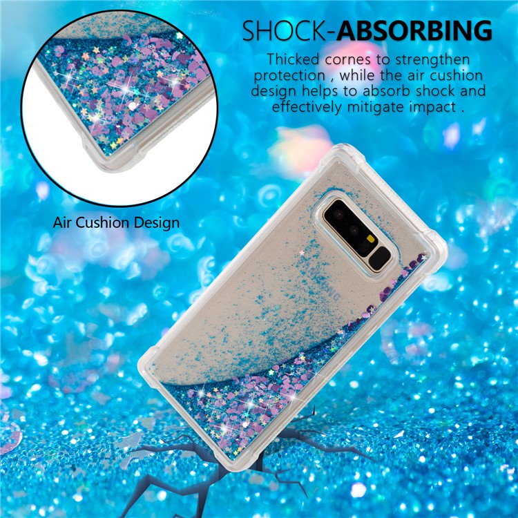 Dynamic Glitter Powder Sequins Shockproof TPU Back Shell for Samsung Galaxy Note 8 SM-N950 - Dark Blue-6