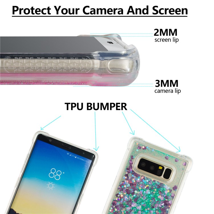 Dynamic Glitter Powder Sequins Shockproof TPU Case Cover for Samsung Galaxy Note 8 SM-N950 - Cyan-2
