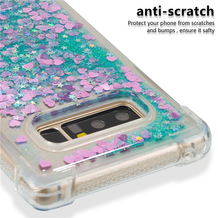 Dynamic Glitter Powder Sequins Shockproof TPU Case Cover for Samsung Galaxy Note 8 SM-N950 - Cyan-3