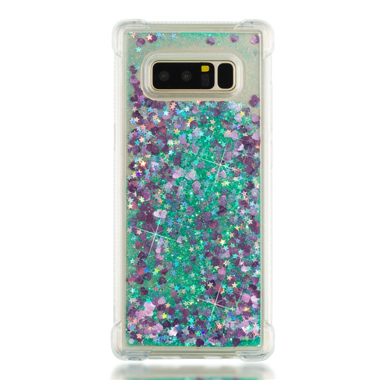 Dynamic Glitter Powder Sequins Shockproof TPU Case Cover for Samsung Galaxy Note 8 SM-N950 - Cyan-4