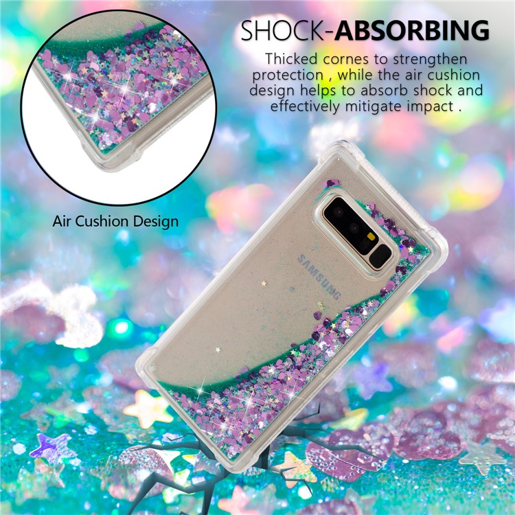 Dynamic Glitter Powder Sequins Shockproof TPU Case Cover for Samsung Galaxy Note 8 SM-N950 - Cyan-6