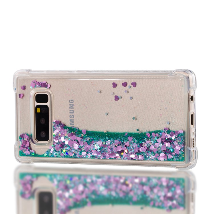 Dynamic Glitter Powder Sequins Shockproof TPU Case Cover for Samsung Galaxy Note 8 SM-N950 - Cyan-7