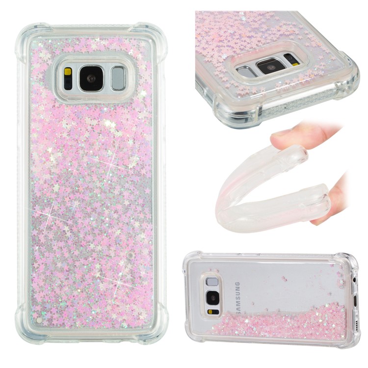 Dynamic Glitter Powder Sequins Shockproof TPU Cell Phone Case for Samsung Galaxy S8 SM-G950 - Pink-1