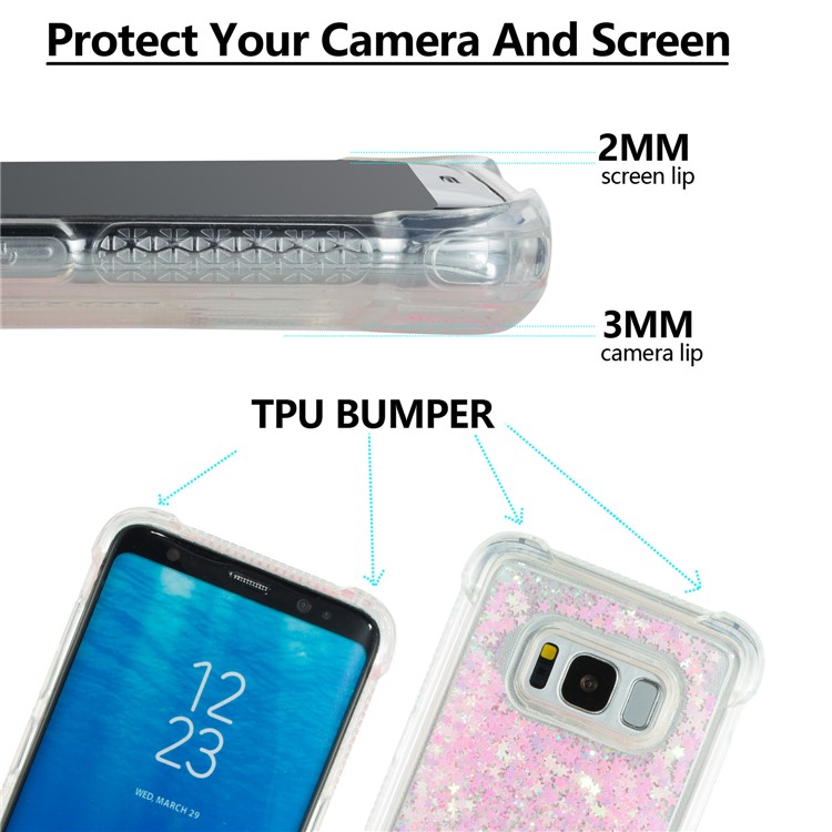 Dynamic Glitter Powder Sequins Shockproof TPU Cell Phone Case for Samsung Galaxy S8 SM-G950 - Pink-2