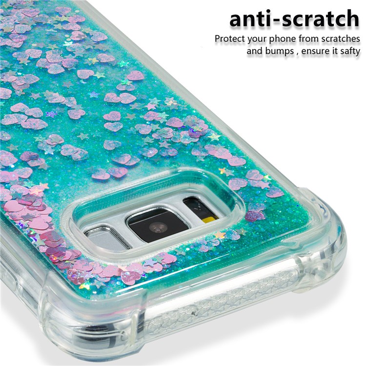 Dynamic Glitter Powder Sequins Shockproof TPU Mobile Shell for Samsung Galaxy S8 SM-G950 - Cyan-3