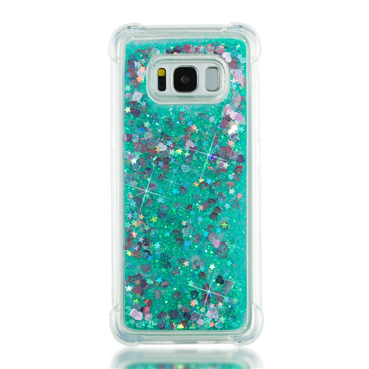 Dynamic Glitter Powder Sequins Shockproof TPU Mobile Shell for Samsung Galaxy S8 SM-G950 - Cyan-4