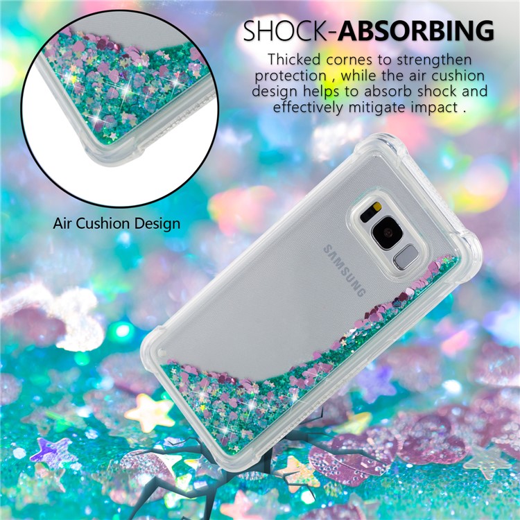 Dynamic Glitter Powder Sequins Shockproof TPU Mobile Shell for Samsung Galaxy S8 SM-G950 - Cyan-6