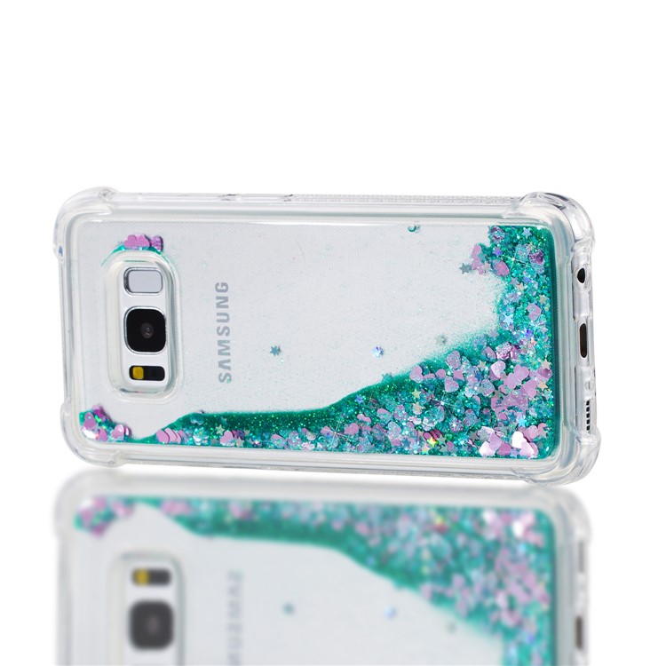 Dynamic Glitter Powder Sequins Shockproof TPU Mobile Shell for Samsung Galaxy S8 SM-G950 - Cyan-7