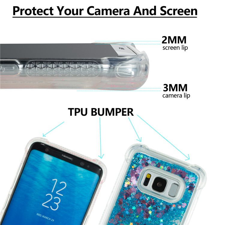 Dynamic Glitter Powder Sequins Shockproof TPU Mobile Phone Cover for Samsung Galaxy S8 SM-G950 - Dark Blue-2