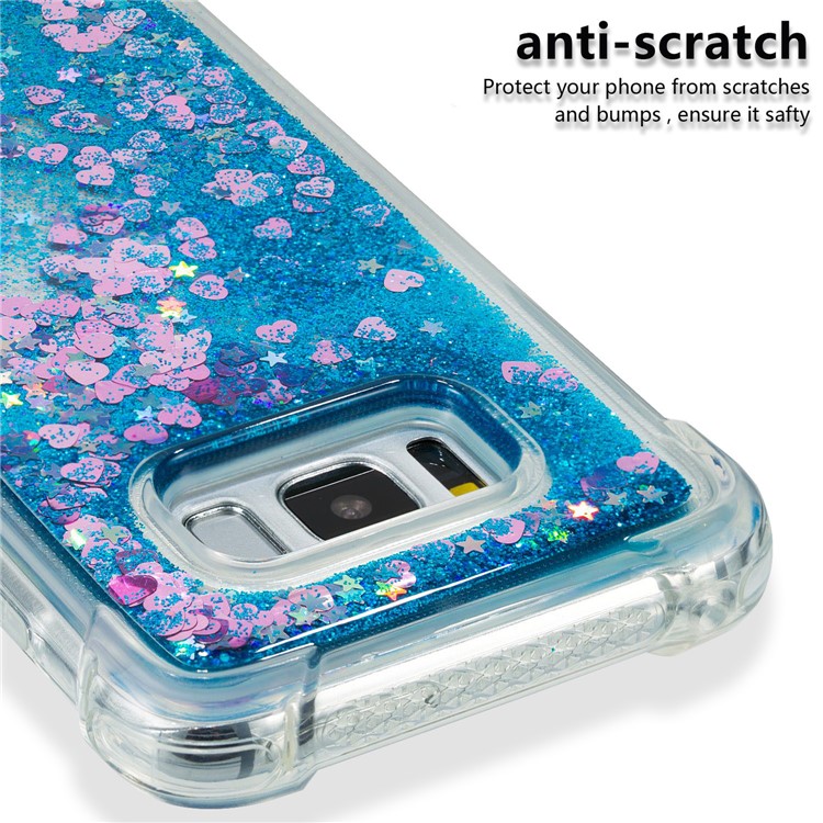 Dynamic Glitter Powder Sequins Shockproof TPU Mobile Phone Cover for Samsung Galaxy S8 SM-G950 - Dark Blue-3